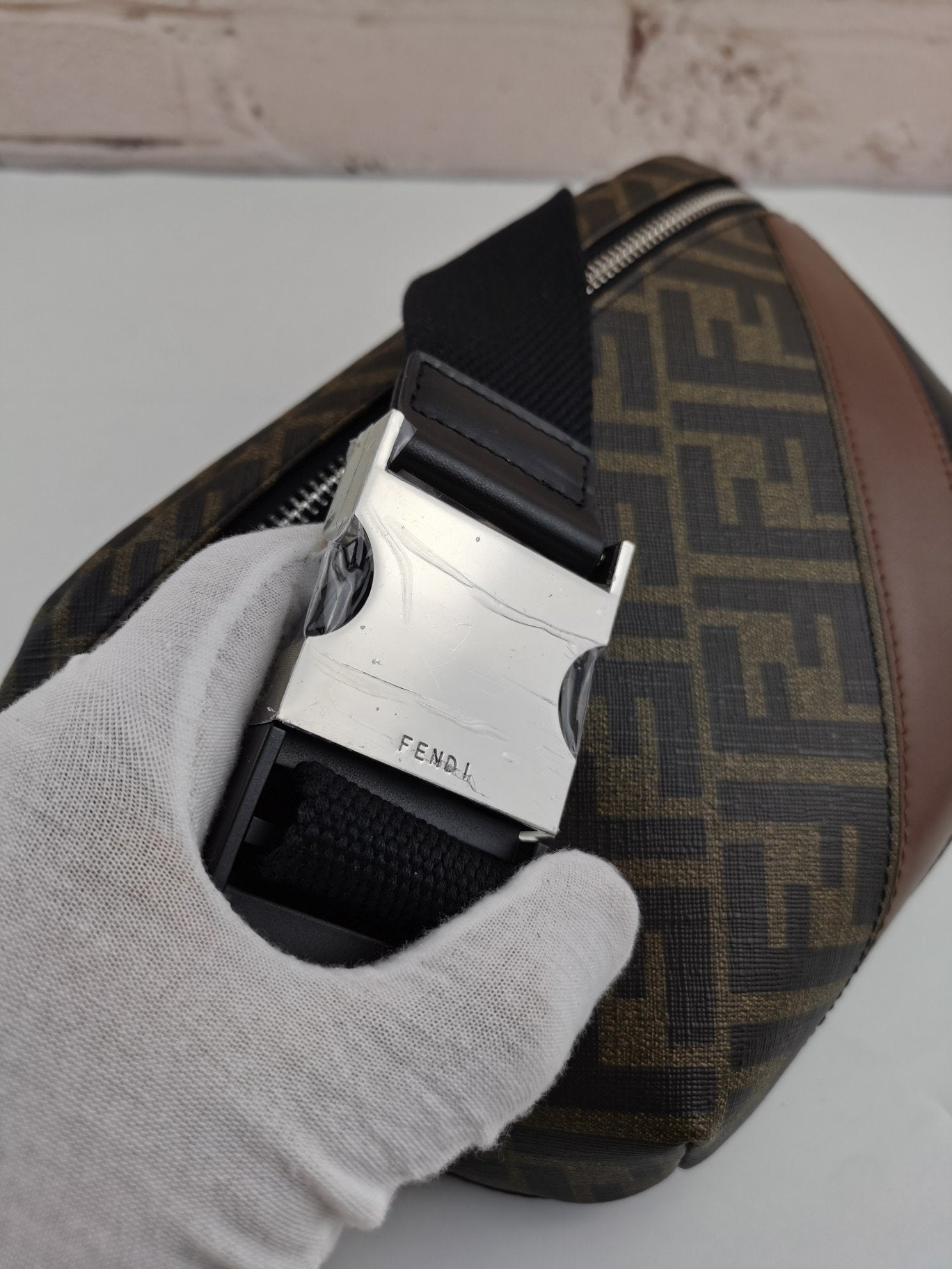 Fendi Zip Belt Bag Zucca Coated Canvas and Leather