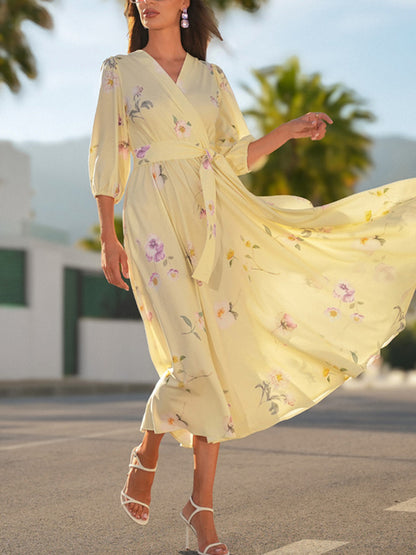 Simple Clear Print Wrap Women's Dress