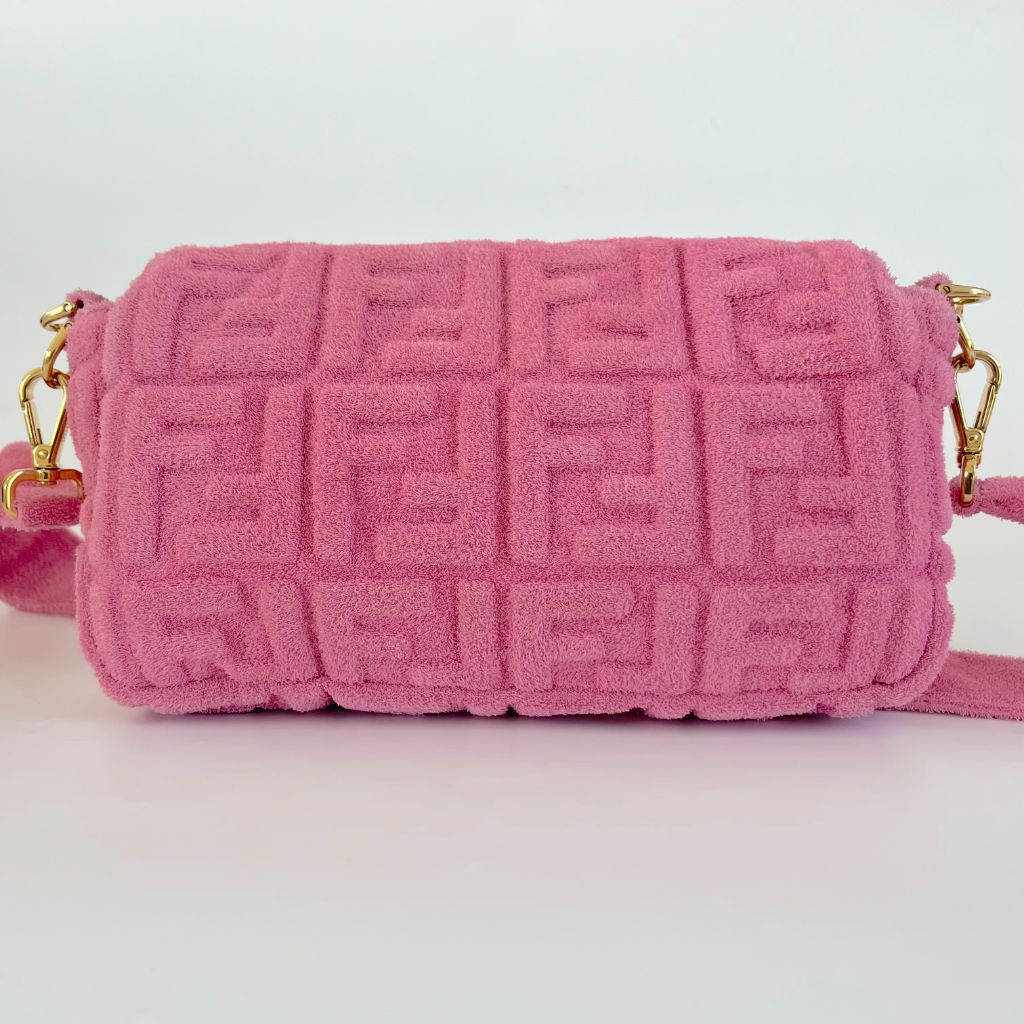 Fendi pink terry cloth medium baguette bag