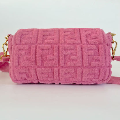 Fendi pink terry cloth medium baguette bag