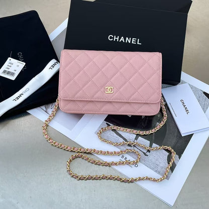 Chanel Classic Wallet on Chain WOC Light Pink Caviar Gold Hardware