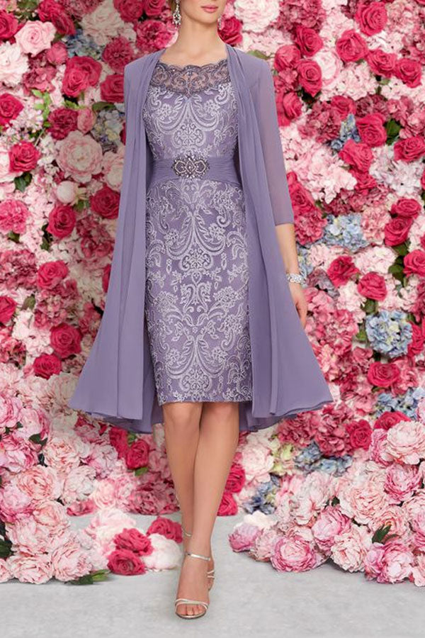 Elegant Lace Straight Skirt Ladies Dress Suit