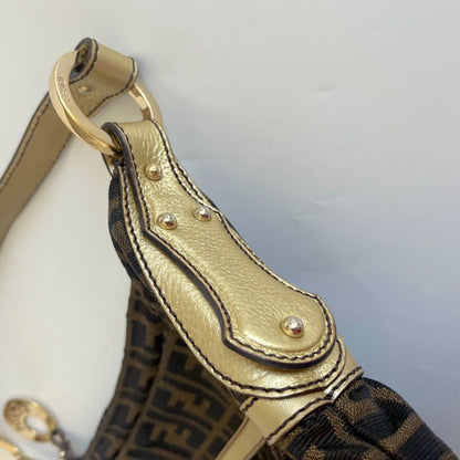 Fendi Zucca Chef Hobo with gold leather trim