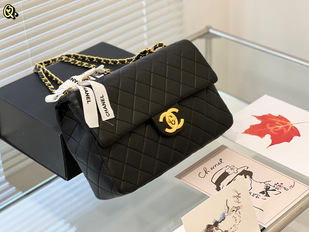 Chanel Classic Flap Bag Medium Black Gold