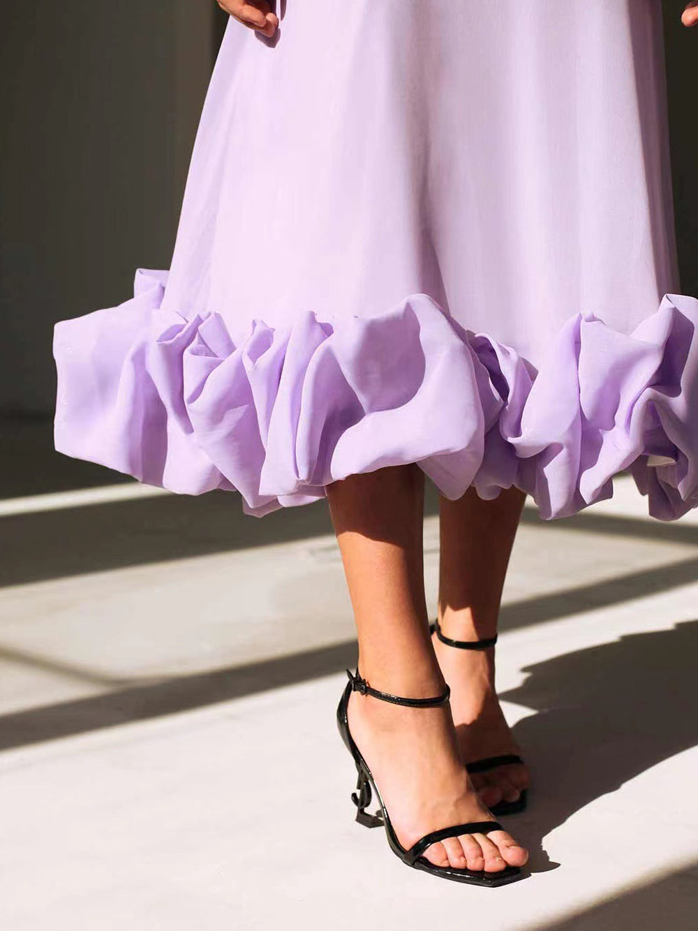 loveedsTM-Flounce Bustier Midi Dress