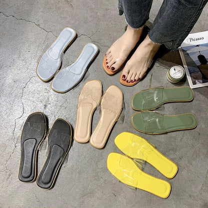 Transparent rubber flat slippers