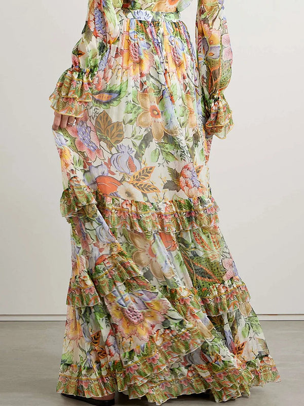 Tiered Silk-crepon Maxi Dress