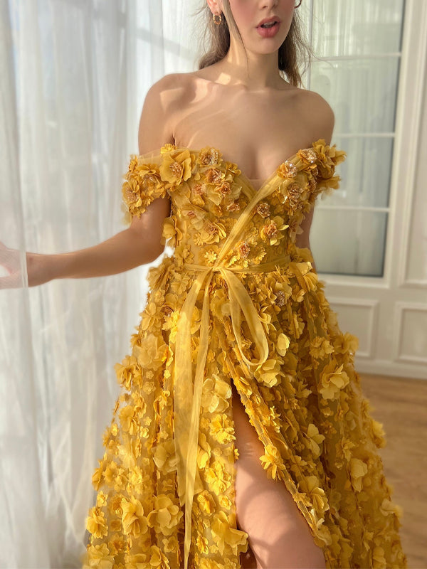 3d Flower Tube Top Maxi Dress