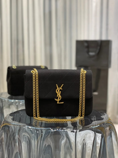 YSL Jamie Medium Chain Bag Black Carré Rive Gauche 24×15.5×6.5cm