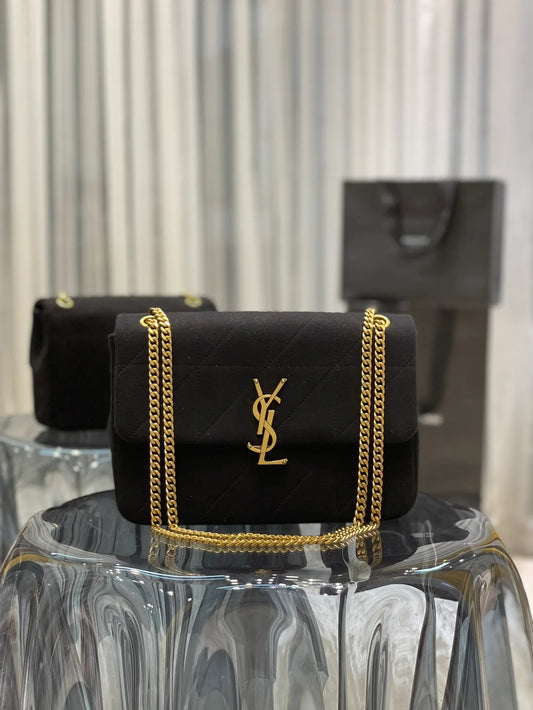 YSL Jamie Medium Chain Bag Black Carré Rive Gauche 24×15.5×6.5cm
