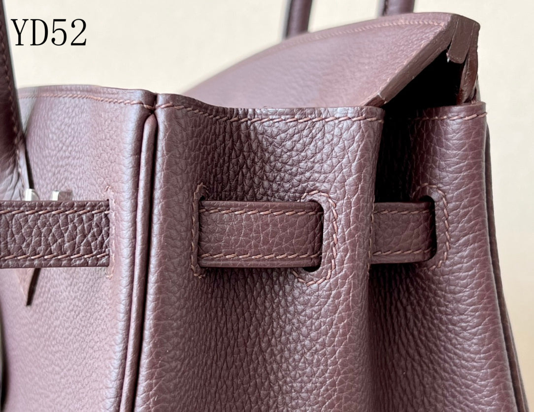 H BIRKIN 25 TOGO CHOCOLATE LEATHER SILVER HARDWARE 25CM