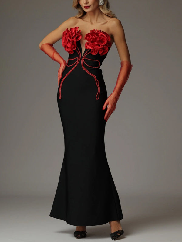 Solid Color Tube Top Maxi Dress