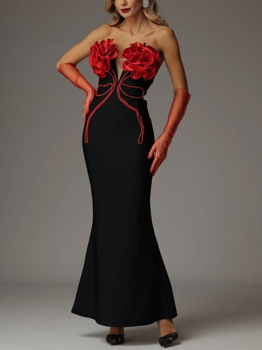 Solid Color Tube Top Maxi Dress