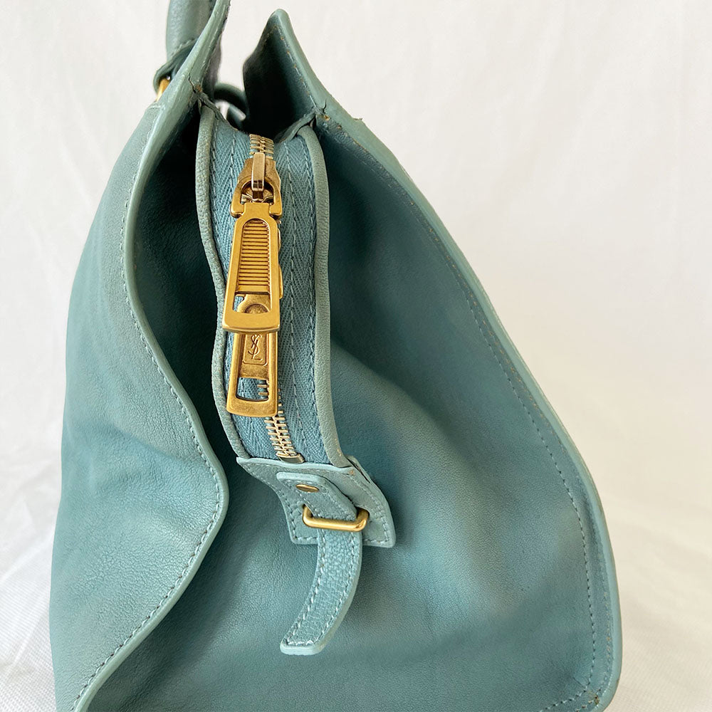 Saint Laurent Blue Leather Medium Cabas Chyc Tote