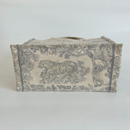 Dior Grey/White Embroidered Canvas Medium Book Tote