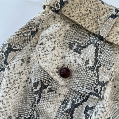 Zimmermann beige snakeskin print belted linen shorts