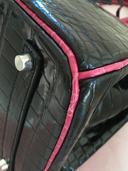 Hermès Very Rare Birkin HSS Special Order 35 cm Shiny Black Crocodile Birkin Bag