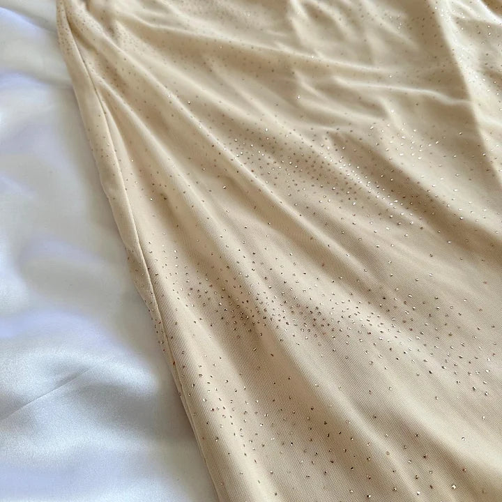 Cream yellow shiny elegant exquisite beaded straps long chiffon ball gown, evening dress, party dress, graduation dress gh3508