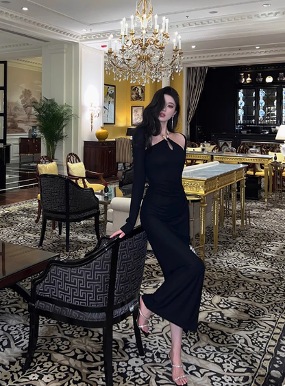 Sexy Sheath Long Sleeves Black 21st Birthday Dress Party Gown Birthday Outfits Birthday Dress Ideas For Women DP1900