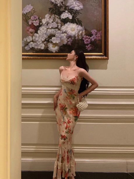 Sexy Sheath Pink Floral Blue 21st Birthday Dress Party Gown Birthday Outfits Birthday Dress Ideas For Women DP1887