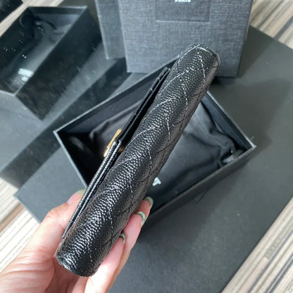 YSL Envelope Purse Black Gold A026KK 13.5cm