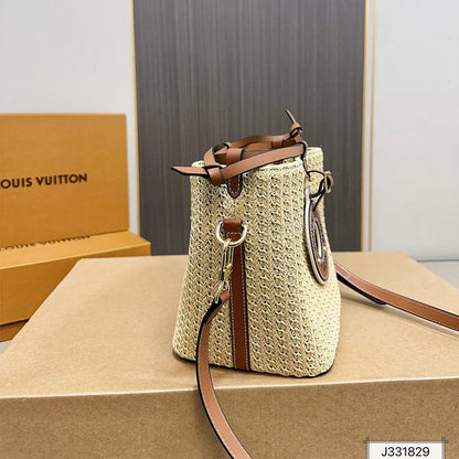 LV Louis Vuitton NOE PURSE Raffia Bucket Bag 18x18cm