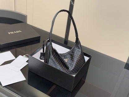 Prada Hobo Nylon Tote Bag Black