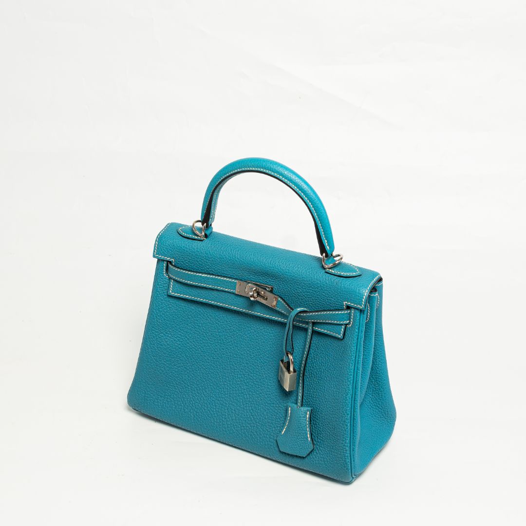 Hermès Kelly 25 bleu jean with PHW