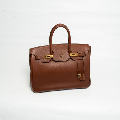 Hermès 35 Ardennes leather Gold