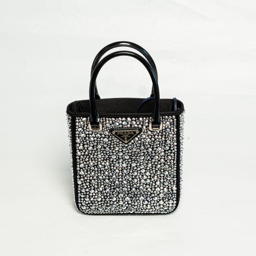 Prada Small satin tote bag with crystals