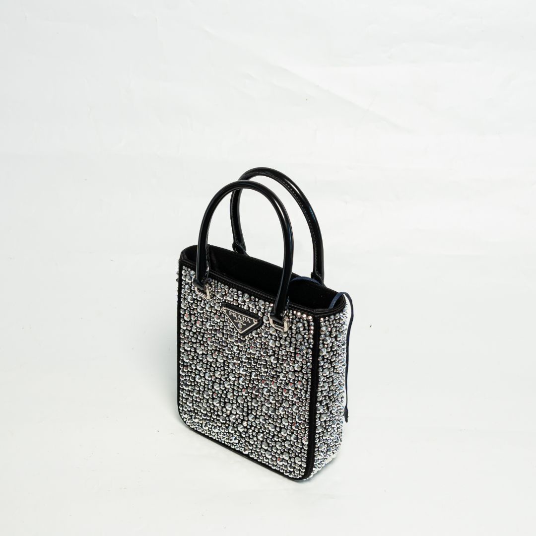 Prada Small satin tote bag with crystals