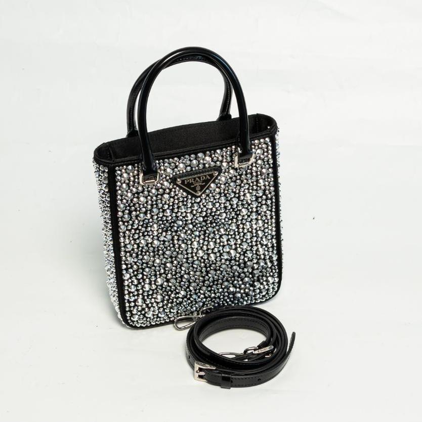 Prada Small satin tote bag with crystals