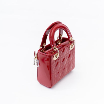 Dior Mini Patent Cannage Lady Dior Bag