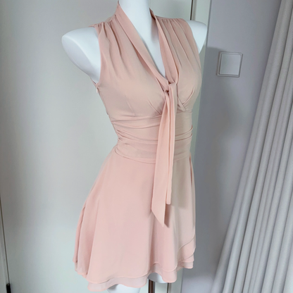 Pink Sleeveless Chiffon Short Vacation Dress Cocktail Dress S218