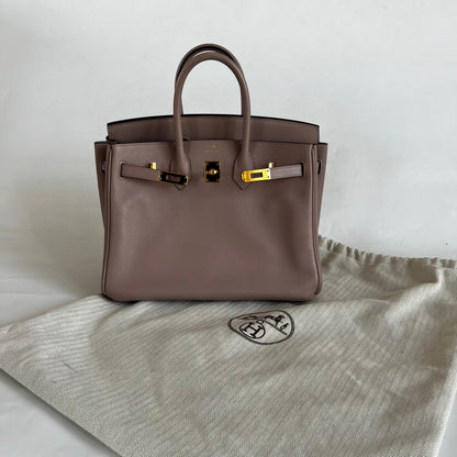 Hermès Glycine Evercolor Leather Gold Hardware Birkin 25 Bag