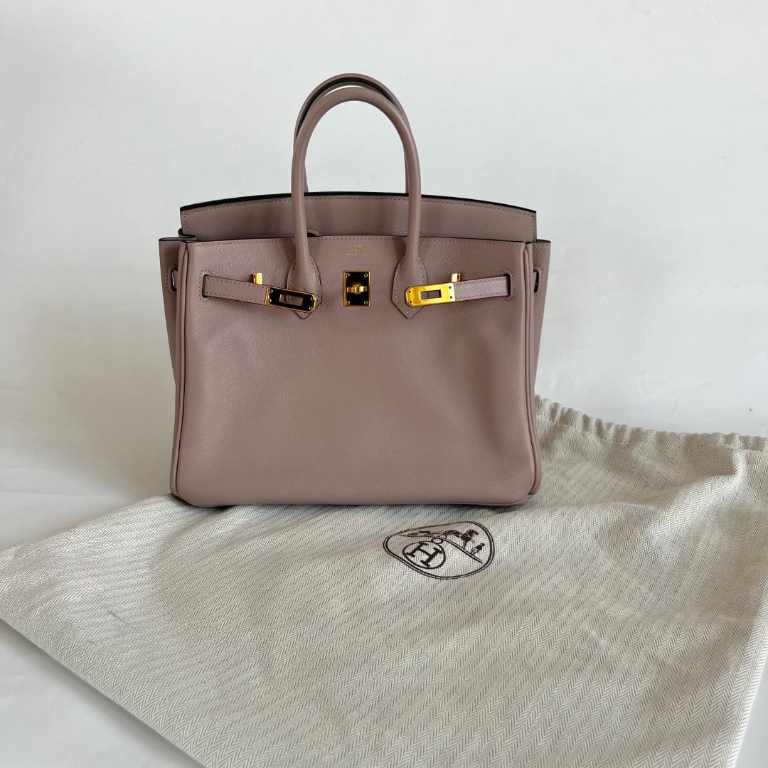 Hermès Glycine Evercolor Leather Gold Hardware Birkin 25 Bag