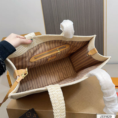 LV Louis Vuitton Raffia Tote Bag NOE PURSE 40x33cm