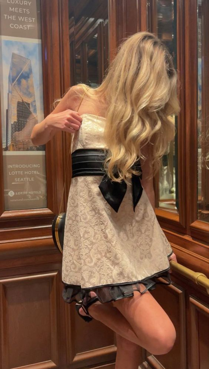 Vintage Light Champagne Strapless Short Homecoming Dress Mini Party Dress SH1432