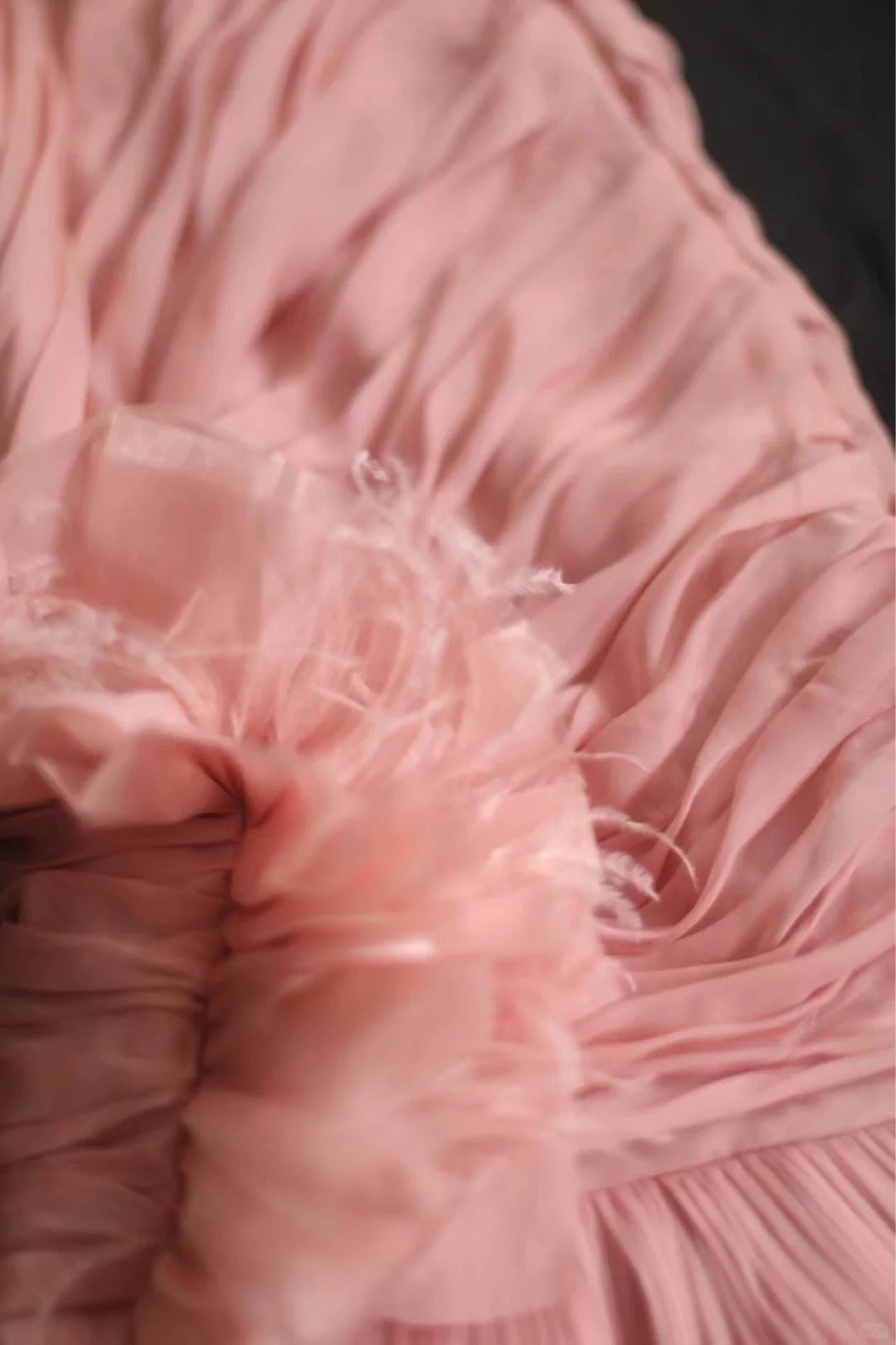 Pink elegant unique long tulle bias cut irregular pleated fishtail ball gown dinner party evening dress wedding adult ceremony birthday party gh4079