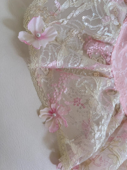 Pink Lace Vintage Flowy long/Short Homecoming Dress Chiffon Ball Gown Birthday Party Dress gh4406