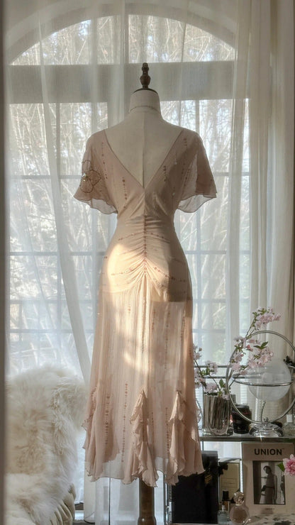 Light Pink Romantic Gorgeous Exquisite Elegant Beaded Long Chiffon Evening Dress Prom Dress Prom Dress Birthday Vacation Party Dress gh4046