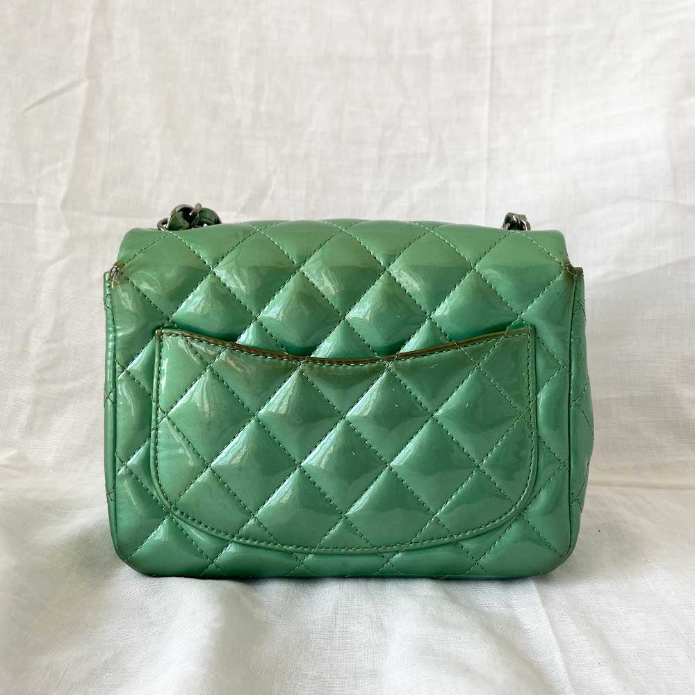 Chanel Green Leather Timeless Square Mini Flap Bag