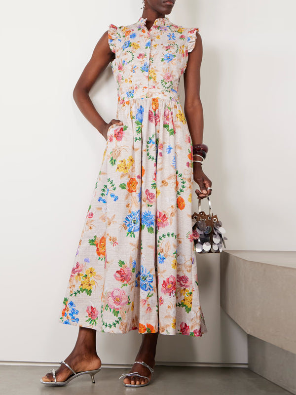 Floral-print Cotton-poplin Midi Dress