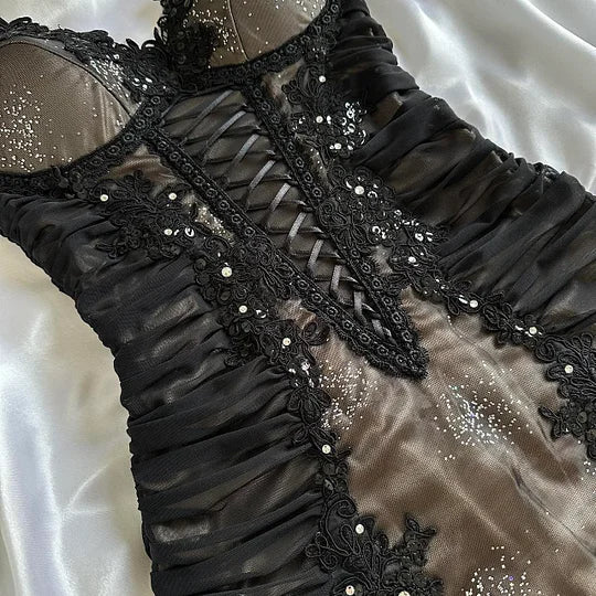 Black Brown Shiny Exquisite Elegant Beaded Lace Long Corset Ball Gown,Evening Dress,Party Dress gh3515