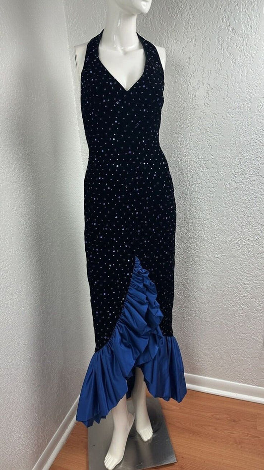 Blue vintage shiny suspender long elegant ruffled prom dress evening dress party dress dance dress gh3226