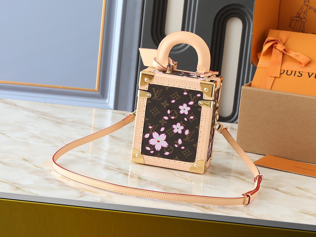 LOUIS VUITTON X TAKASHI MURAKAMI CAMERA BOX BAG SAKURA BROWN 17CM M14173