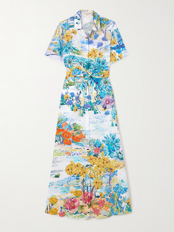 Belted Cotton-poplin Maxi Dress