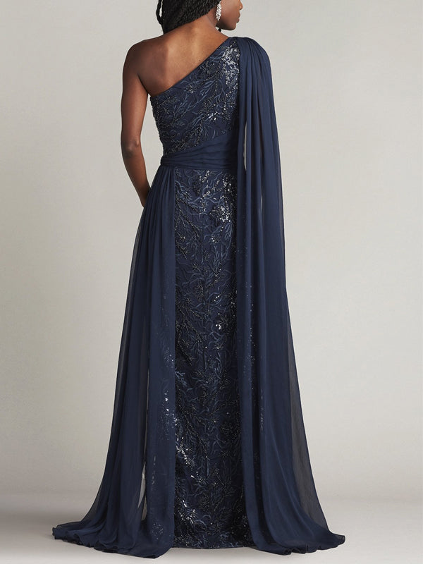 Off-shoulder Lace Solid Color Maxi Dress