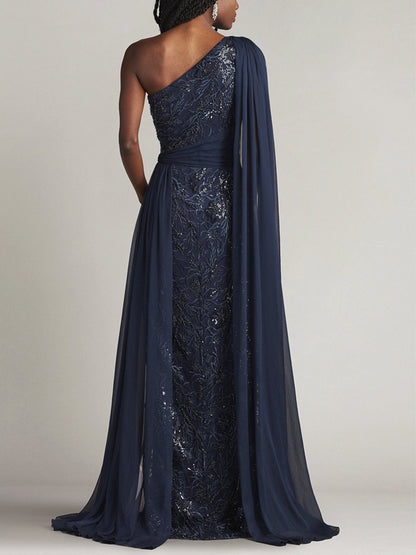 Off-shoulder Lace Solid Color Maxi Dress