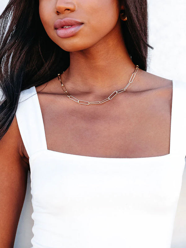 Paper Clip Simple Necklace Clavicle Chain